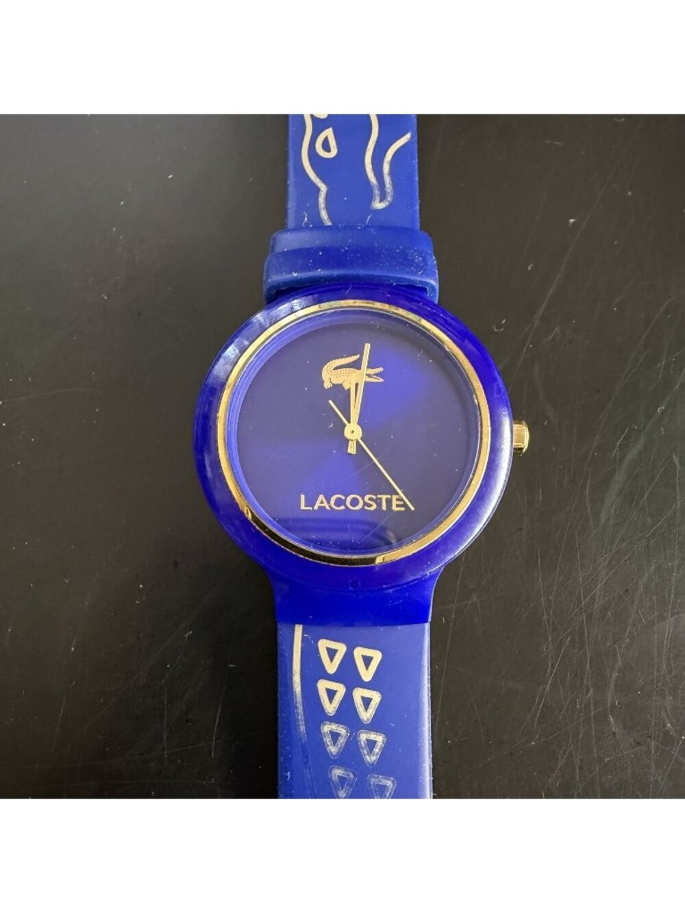 Lacoste Blue Silicone Analog Watch Gold Tone Crocodile Logo